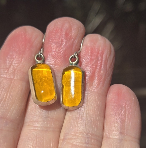 Amber & Sterling Earrings - Picture 3 of 7